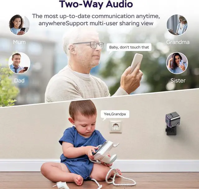 Alt view image 3 of 7 - Spy Camera Hidden Camera with Audio/Video, Mini Wireless Camera with Phone App, Two-Way Audio, Night Vision, Motion Detection, Real Time Recording Surveill
