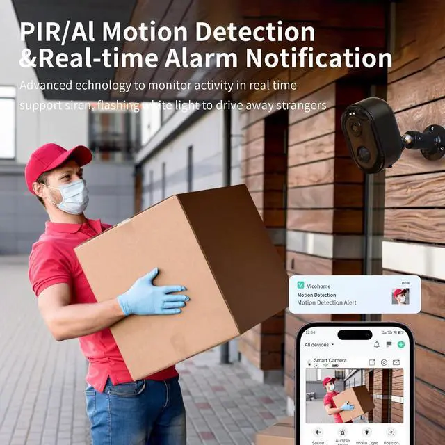 Alt view image 4 of 7 - Security Cameras Wireless Outdoor, Battery Powered 2k WiFi Cameras for Home Security, Spotlight Color Night Vision, AI Motion Detection, Siren, Weatherproof, 2-Way Talk, Playback, SD/Cloud Storage