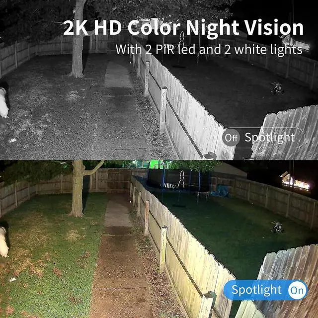 Alt view image 3 of 7 - Security Cameras Wireless Outdoor, Battery Powered 2k WiFi Cameras for Home Security, Spotlight Color Night Vision, AI Motion Detection, Siren, Weatherproof, 2-Way Talk, Playback, SD/Cloud Storage