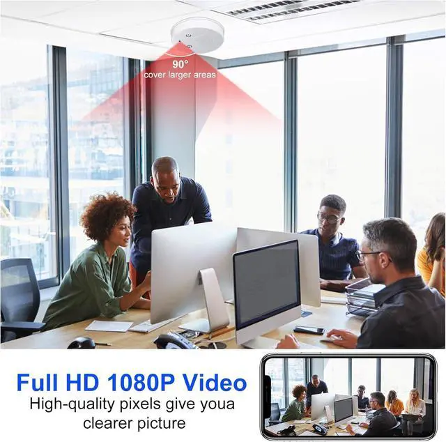 Alt view image 2 of 7 - Hidden Camera Smoke Detector HD 1080P Wireless WiFi Cam Video Mini Cam with Night Vision and Motion Detection & Loop Recording Indoor Cam for Home Office(No Sound)