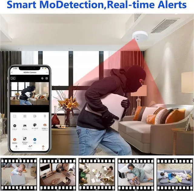 Alt view image 5 of 7 - Hidden Camera Smoke Detector HD 1080P Wireless WiFi Cam Video Mini Cam with Night Vision and Motion Detection & Loop Recording Indoor Cam for Home Office(No Sound)