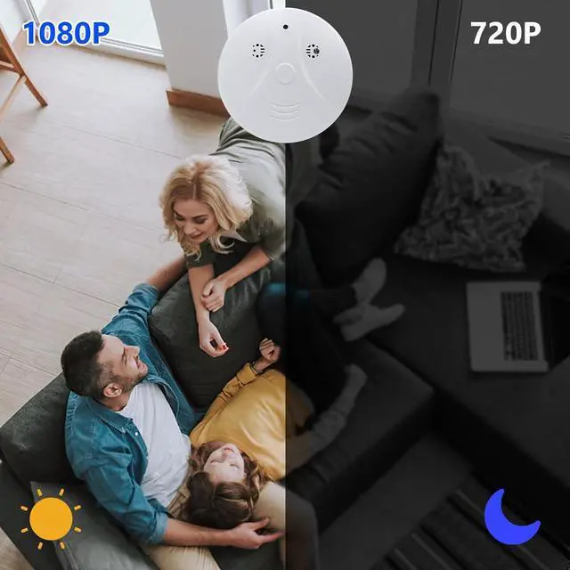 Alt view image 3 of 7 - Hidden Camera Smoke Detector HD 1080P Wireless WiFi Cam Video Mini Cam with Night Vision and Motion Detection & Loop Recording Indoor Cam for Home Office(No Sound)