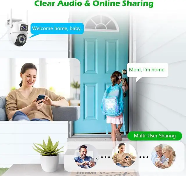 Alt view image 7 of 7 - Security Camera Outdoor,6MP Dual LensWiFi Outside Camera for Home Security with Power Cord, 360° View, Auto Tracking, Human Detection, Color Night Vision, IP66 Waterproof, 24/7 Record, SD/Cloud
