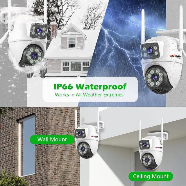 Alt view image 6 of 7 - Security Camera Outdoor,6MP Dual LensWiFi Outside Camera for Home Security with Power Cord, 360° View, Auto Tracking, Human Detection, Color Night Vision, IP66 Waterproof, 24/7 Record, SD/Cloud
