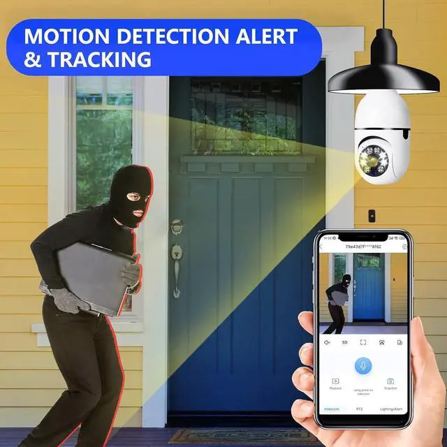 Alt view image 3 of 7 - 5G Light Bulb Security Camera WiFi Dual Band,360 Degree 1080P Wireless Indoor Full Color,Smart Dome Camera with Auto Tracking, Light Socket Surveillance PTZ Camera