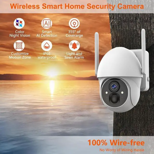 Alt view image 2 of 7 - Solar Security Cameras Wireless Outdoor, Total Wire-Free Solar PTZ Speed Dome Camera, Pan Tilt 360 Degree View Battery Camera,Home Security Wireless Outdoor Solar Powered Camera X88
