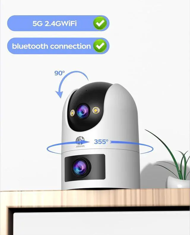 Alt view image 4 of 7 - 5G 2.4G Dual WiFi Security Camera Outdoor 2K Dual Lens Home Surveillance IP Cam 360° PTZ 2 Way Audio IP66 Waterproof Motion Detection Alert Color Night Cloud/Card Record