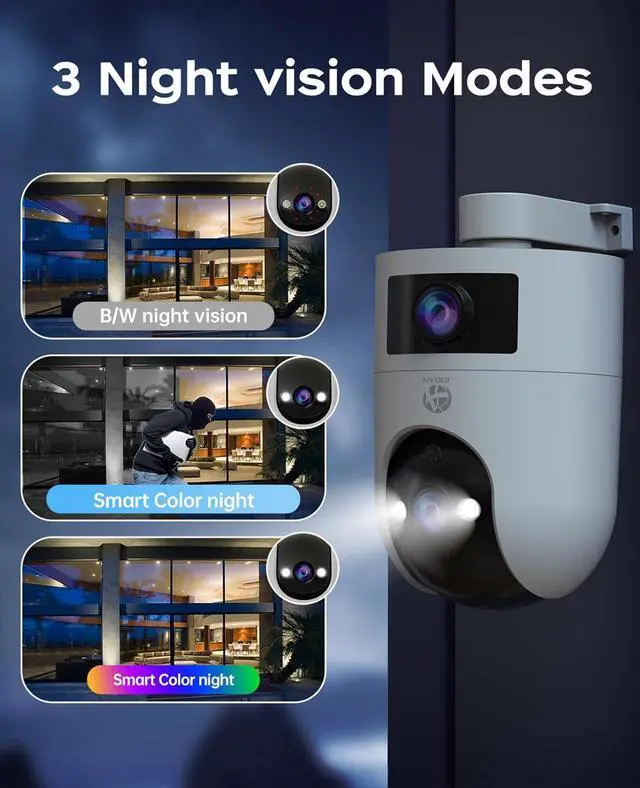 Alt view image 5 of 7 - 5G 2.4G Dual WiFi Security Camera Outdoor 2K Dual Lens Home Surveillance IP Cam 360° PTZ 2 Way Audio IP66 Waterproof Motion Detection Alert Color Night Cloud/Card Record