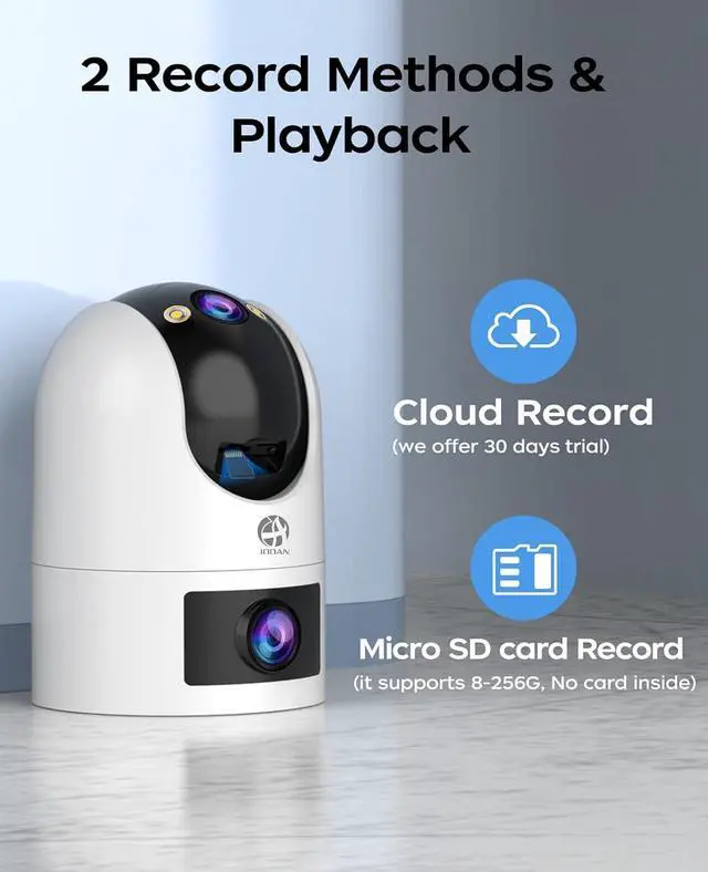 Alt view image 6 of 7 - 5G 2.4G Dual WiFi Security Camera Outdoor 2K Dual Lens Home Surveillance IP Cam 360° PTZ 2 Way Audio IP66 Waterproof Motion Detection Alert Color Night Cloud/Card Record