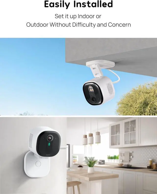 Alt view image 7 of 7 - Security Cameras Outdoor, Wired 2K Wi-Fi Cameras for Home Security, 2.4G Indoor Camera, Human/Pet AI Detection, Color Night Vision, 2-Way Audio, Support Cloud/128G SD Card Storage