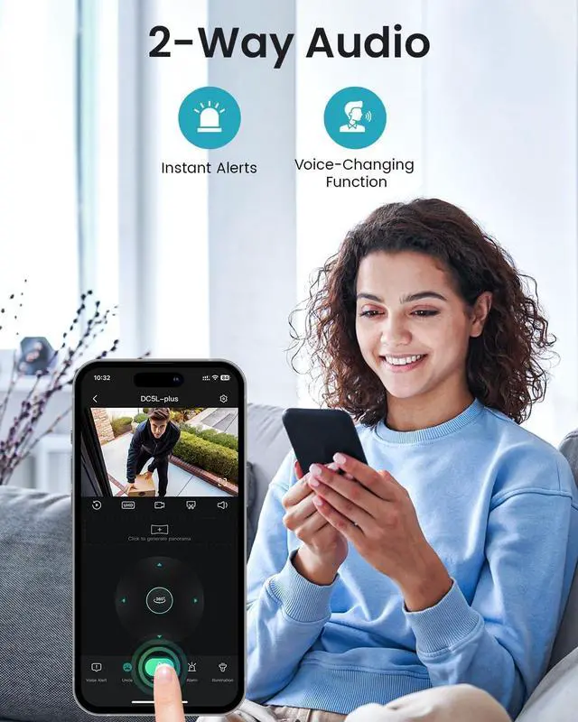 Alt view image 7 of 7 - 2K WiFi Surveillance Security Camera Outdoor/Home/Dome, Pan-Tilt 360° View, 3MP, Motion Detection and Siren, 2-Way Audio,Full Color Night Vision, Waterproof