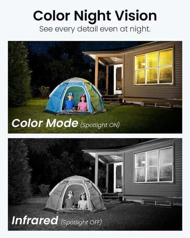 Alt view image 6 of 7 - 2K WiFi Surveillance Security Camera Outdoor/Home/Dome, Pan-Tilt 360° View, 3MP, Motion Detection and Siren, 2-Way Audio,Full Color Night Vision, Waterproof