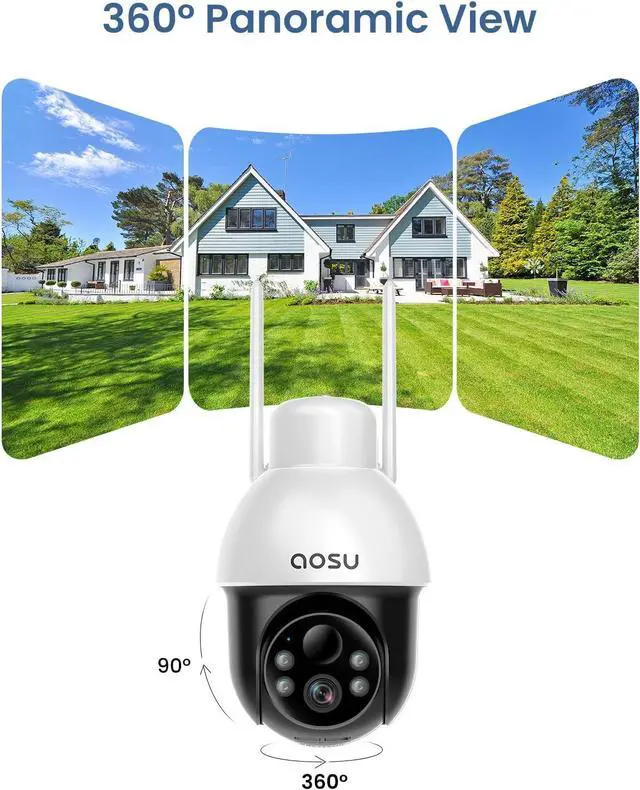 Alt view image 2 of 7 - Solar Security Camera Wireless Outdoor with Panoramic PTZ, Human Auto Tracking, 2K Night Vision, Light and Sound Alarm, 2-Way Audio, Compatible with Alexa/Google Assistant