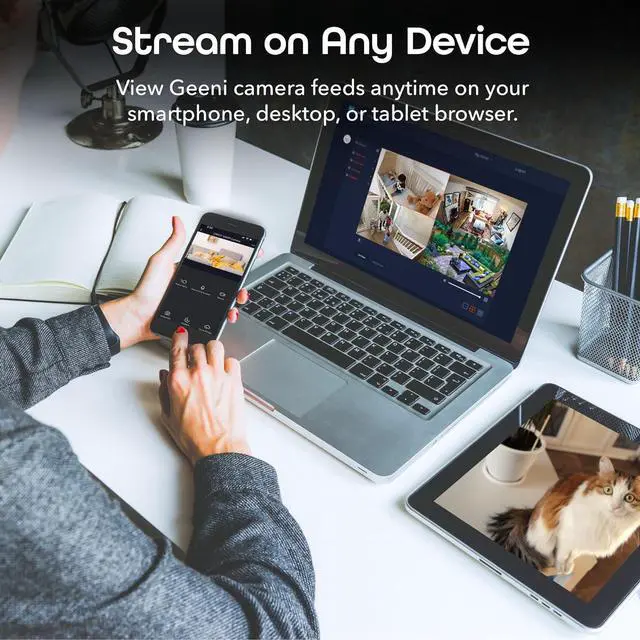 Alt view image 6 of 7 - Indoor Smart Security Cameras, 1080p HD Wi Fi Surveillance, Motion Detection, Night Vision, Two Way Audio, Compatible with Alexa & Google, Cloud & Local Storage