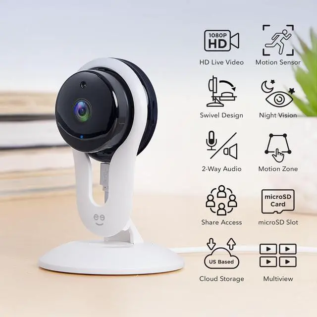 Alt view image 2 of 7 - Smart Wi-Fi Security Camera with Night Vision: 1080p HD Indoor Surveillance, Motion Detection, Two-Way Audio & Alexa Compatible