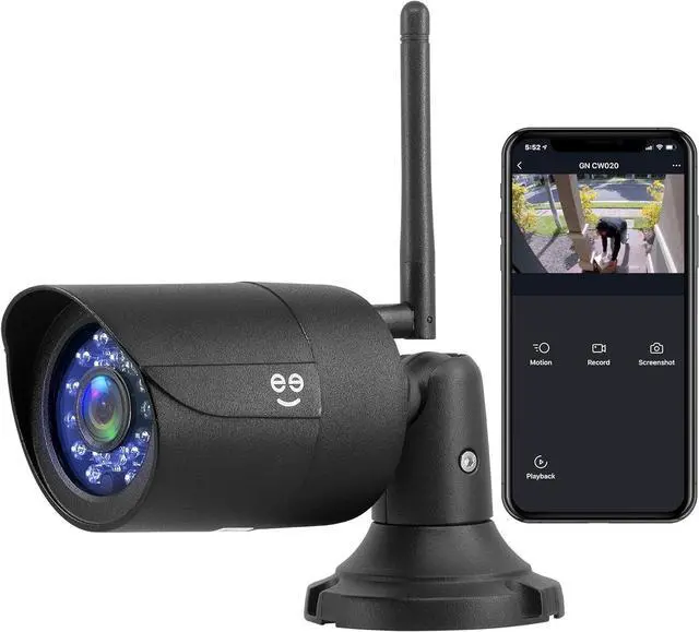 Main image of 1080p Outdoor Security Camera, IP66 Weatherproof WiFi Surveillance with Night Vision and Motion Detection, Compatible with Alexa and Google Home, No Hub Required (Black)