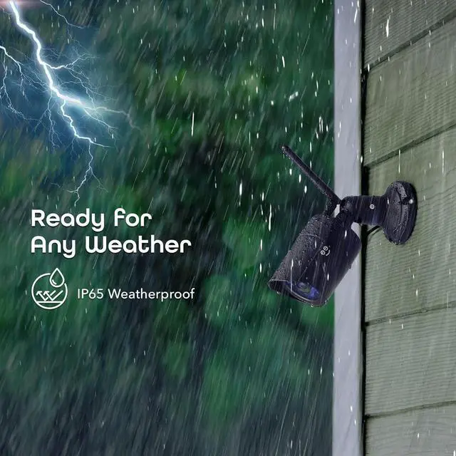 Alt view image 5 of 7 - 1080p Outdoor Security Camera, IP66 Weatherproof WiFi Surveillance with Night Vision and Motion Detection, Compatible with Alexa and Google Home, No Hub Required (Black)