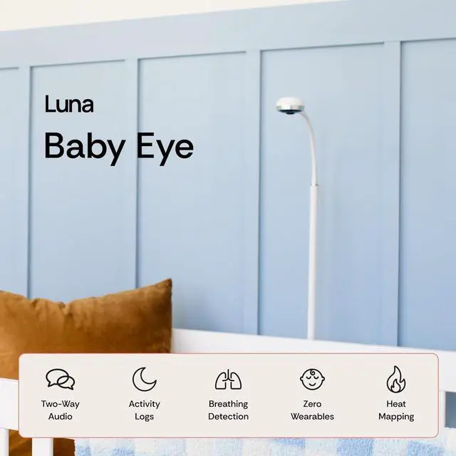 Alt view image 2 of 7 - WiFi Baby Camera Monitor & Floor Stand, Sensor-Free Infant Breathing Monitor, Smart AI Monitoring, Sleep Tracker, Crying Detection, Night Vision, 2-Way Audio, Newborn Essentials for Toddler Room