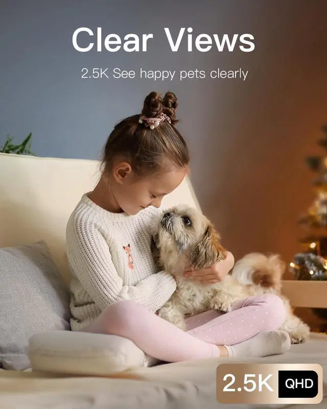 Alt view image 2 of 7 - 2.5K Pet Camera - Baby Monitor with 5G/2.4G WiFi, Security Camera Indoor with Phone App for Home/Dog/Cat, 360° View, Night Vision, Motion Tracking & Alerts, Works with Alexa, Cloud/SD Storage