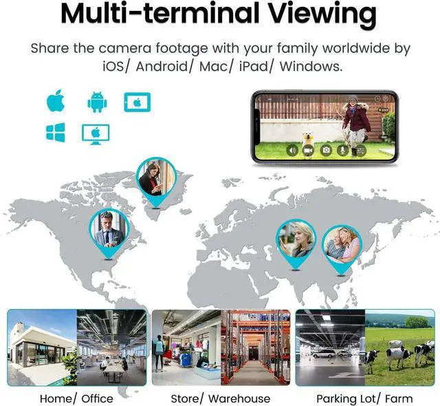 Alt view image 7 of 7 - 2.5K Cameras for Home Security, Plug-in 2.4G WiFi Outdoor Camera for Pet/Dog/Cat/Baby/House, 360° View, Color Night Vision, Waterproof, Phone App, Motion Tracking & Alert, Cloud/SD Storage