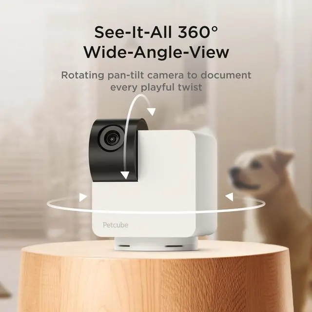 Alt view image 3 of 6 - 360 Camera Interactive WiFi Pet and Home Security Pan-Tilt Camera with Phone App, 1080p HD Video, 360° Rotation, Night Vision, AI Alerts