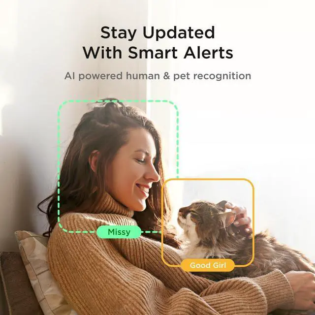 Alt view image 6 of 6 - 360 Camera Interactive WiFi Pet and Home Security Pan-Tilt Camera with Phone App, 1080p HD Video, 360° Rotation, Night Vision, AI Alerts