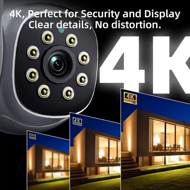 Alt view image 2 of 7 - 4K PTZ POE Wired & WiFi Security Camera Outdoor-Dual Network Support, Auto Tracking ONVIF Security Cam, Color Night Vision, Human/Vehicle Detection, 2-Way Audio, Waterproof, 24/7 Record, CamHiPro