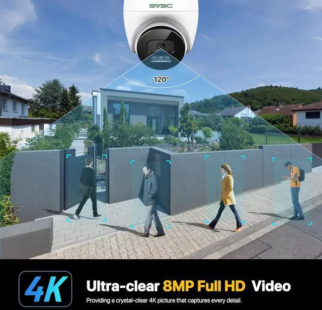 Alt view image 2 of 7 - 4K POE Camera Outdoor, IP Dome Wired Security Indoor Camera with Human/Vehicle Detection, 8MP HD Color Night Vision, Two Way Audio, Waterproof, 24/7 Recording, RTSP, ONVIF, Up to 512GB SD Card
