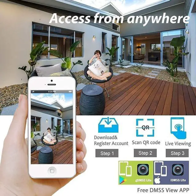 Alt view image 6 of 7 - Outdoor 4MP IP PoE Turret Camera,DMSS &SmartPSS Lite, IVS Intrusion Tripwire, Built-in Mic/Audio, SD Card Slot, Smart Human/Vehicle Detection, 98ft Starlight NightVision, 2.8mm 114° Wide Angle, IP67
