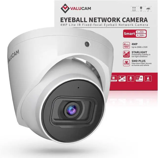 Main image of Outdoor 4MP IP PoE Turret Camera,DMSS &SmartPSS Lite, IVS Intrusion Tripwire, Built-in Mic/Audio, SD Card Slot, Smart Human/Vehicle Detection, 98ft Starlight NightVision, 2.8mm 114° Wide Angle, IP67