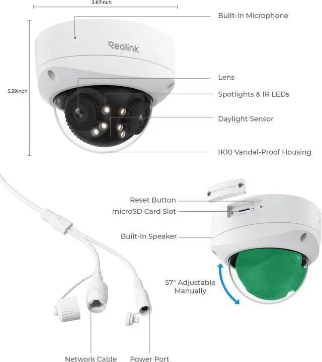 Alt view image 6 of 6 - 16MP UHD Dual-Lens PoE Security Camera with 180° Panoramic, Motion Track, Color Night Vision, Smart Detection, 2 Way Talk, IK10 Vandal-Proof, IP67 Weatherproof, No PT Supported