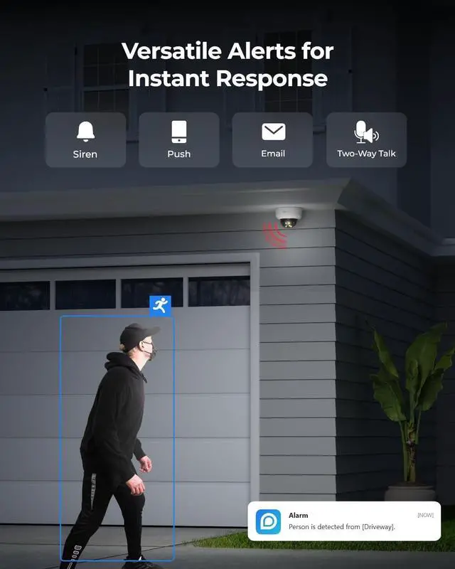 Alt view image 5 of 6 - 16MP UHD Dual-Lens PoE Security Camera with 180° Panoramic, Motion Track, Color Night Vision, Smart Detection, 2 Way Talk, IK10 Vandal-Proof, IP67 Weatherproof, No PT Supported