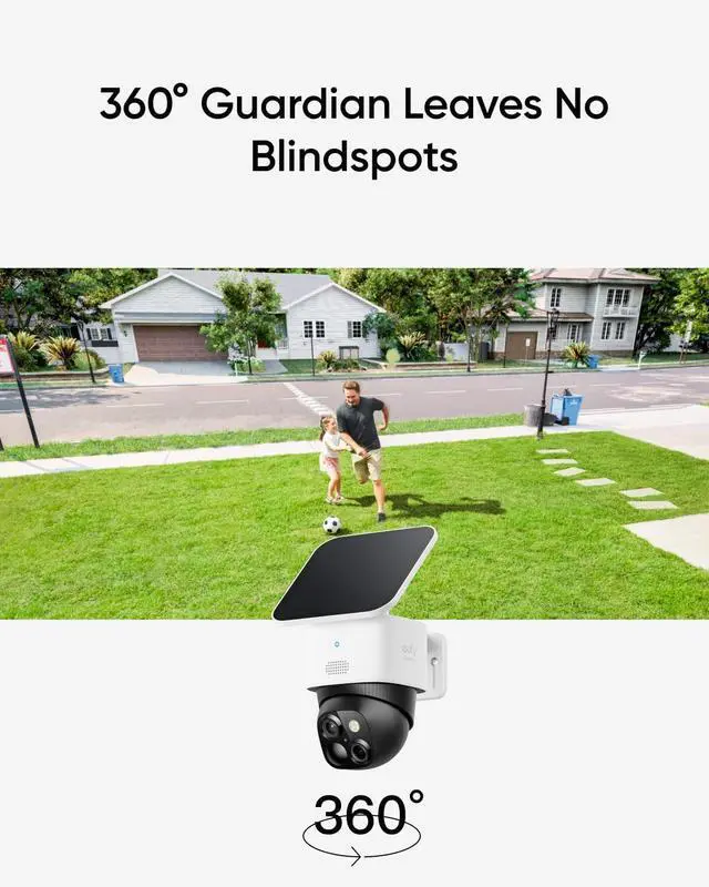 Alt view image 4 of 6 - Security SoloCam S340, Solar Security Cameras Wireless Outdoor, Cameras for Home Security, 360° Pan & Tilt Surveillance, No Blind Spots, 2.4 GHz Wi-Fi, No Monthly Fee, HomeBase S380 Compatible