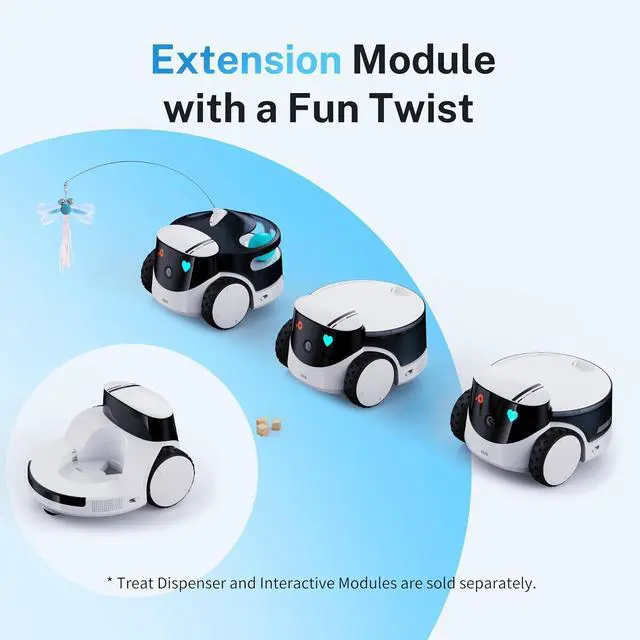 Alt view image 7 of 7 - 2.5K Camera Robot: Movable WiFi QHD Cam, Indoor Smart Home Security, Night Vision, 2-Way Audio, Remote App Control, Photo, Video for Cat/Dog/Family (w/Storage Module)