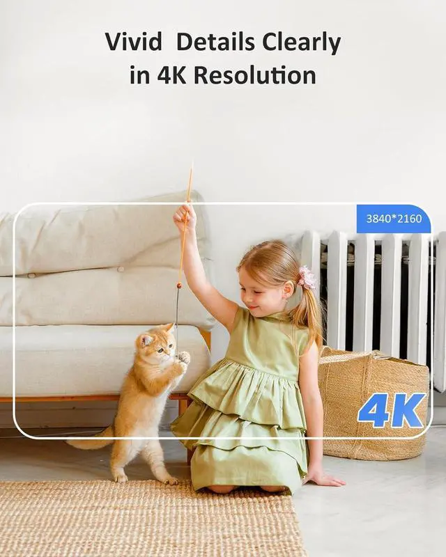 Alt view image 2 of 7 - 4K UHD Indoor Security Camera, Crater Reno 8MP Smart 2.4/5 GHz WiFi Camera with PTZ, Night Vision, 2-Way Audio, Smart Human Detection, Works with Alexa, Ideal for Baby/Pet Camera/Home Security