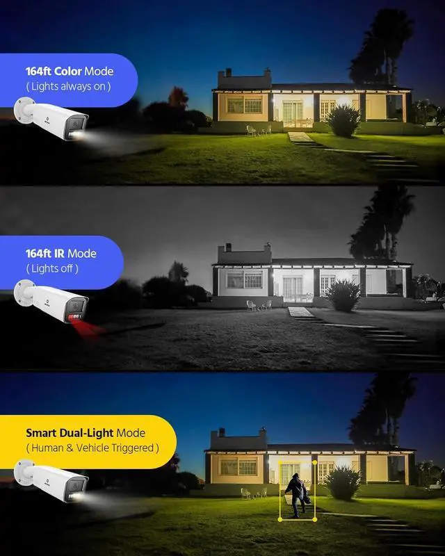Alt view image 4 of 7 - 4K 8MP PoE Security Camera with Two-Way Audio, Varifocal IP Camera with 2.8mm-12mm Lens, 4X Optical Zoom, Color Night Vision, Smart Dual Light, Up to 512GB Storage, Human&Vehicle Detection