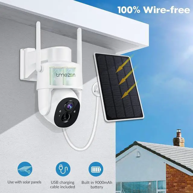 Alt view image 2 of 7 - Wireless Security Camera Outdoor, 2K Solar Security Camera with Pan Tilt 360° View, PTZ WiFi Control, Color Night Vision