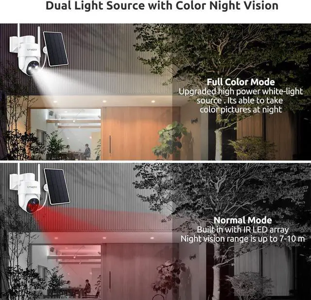 Alt view image 3 of 7 - Wireless Security Camera Outdoor, 2K Solar Security Camera with Pan Tilt 360° View, PTZ WiFi Control, Color Night Vision