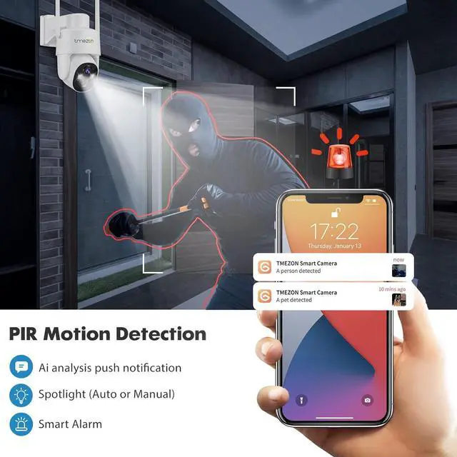 Alt view image 5 of 7 - Wireless Security Camera Outdoor, 2K Solar Security Camera with Pan Tilt 360° View, PTZ WiFi Control, Color Night Vision