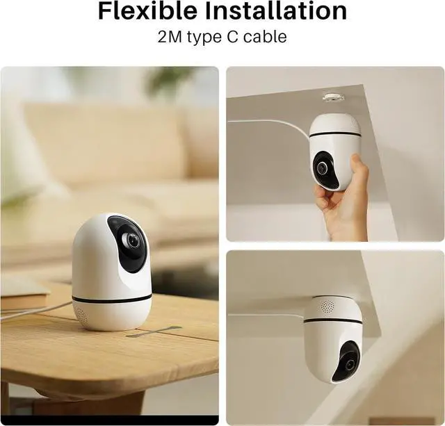 Alt view image 7 of 7 - 4MP Indoor Security Camera, Pan Tilt Cam for Baby Monitor, Wi-Fi Home Security Pet Camera for Dog or Cat, Motion Detection & Tracking, Night Vision, 2-Way Audio, Compatible with Alexa & Google