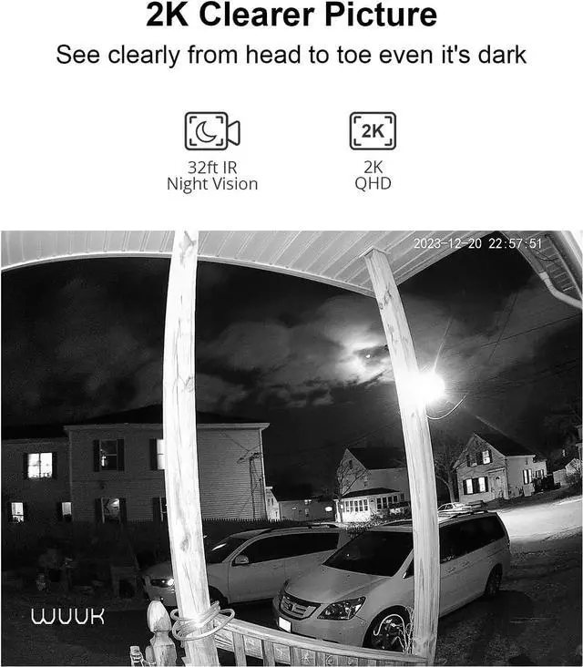 Alt view image 3 of 6 - Add-on 2K Doorbell Camera, Require Existing Homebase, Video Doorbell Wireless/Wired, No Subscription, 2.4/5 GHz WiFi, Human and Motion Detection, Compatible with Alexa and Google Home