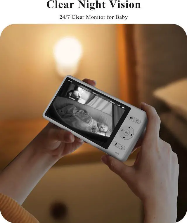 Alt view image 2 of 7 - 2K Video Baby Monitor, 5.5'' Baby Monitor with 360 PTZ Color Display with 135° Wide Angle, 3700mAh Battery, Ultra-clear Night Vision, Baby camera with App, Temper & Humidity Sensor, Cry Detection
