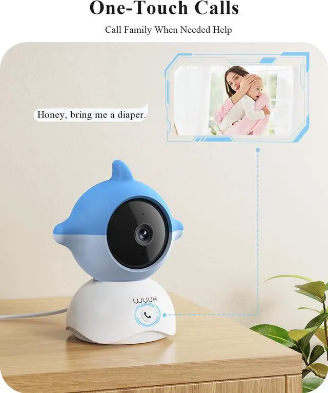 Alt view image 7 of 7 - 2K Video Baby Monitor, 5.5'' Baby Monitor with 360 PTZ Color Display with 135° Wide Angle, 3700mAh Battery, Ultra-clear Night Vision, Baby camera with App, Temper & Humidity Sensor, Cry Detection