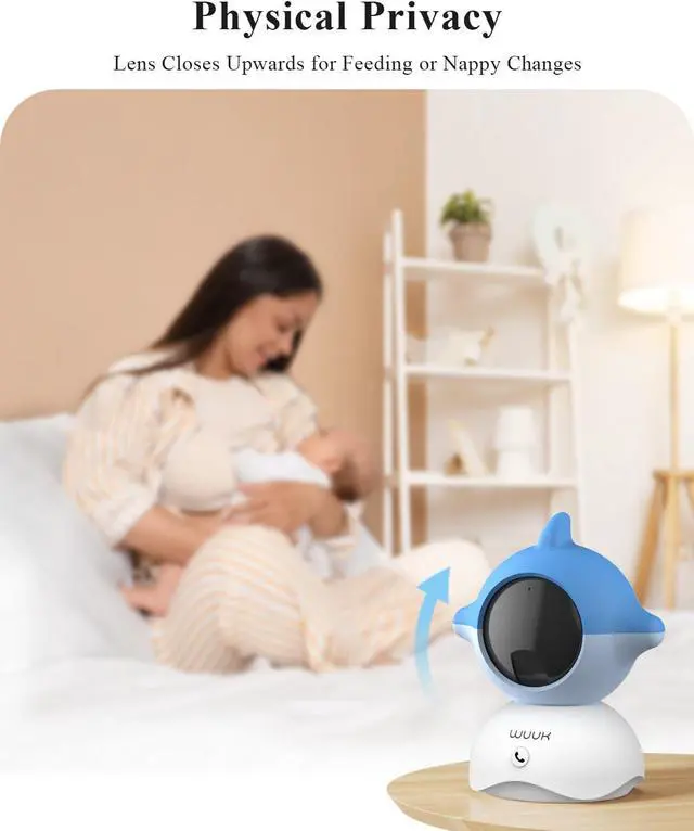 Alt view image 6 of 7 - 2K Video Baby Monitor, 5.5'' Baby Monitor with 360 PTZ Color Display with 135° Wide Angle, 3700mAh Battery, Ultra-clear Night Vision, Baby camera with App, Temper & Humidity Sensor, Cry Detection