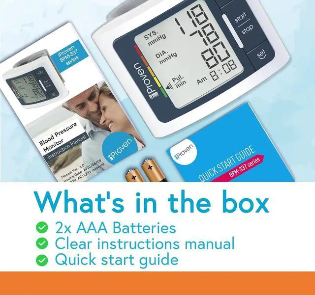 Alt view image 6 of 6 - Blood Pressure Monitor Wrist for Home Use, FSA HSA Eligible, Heart Rate Monitor & Large Blood Pressure Wrist Cuff, Large LCD Display, Colored AHA Indicator