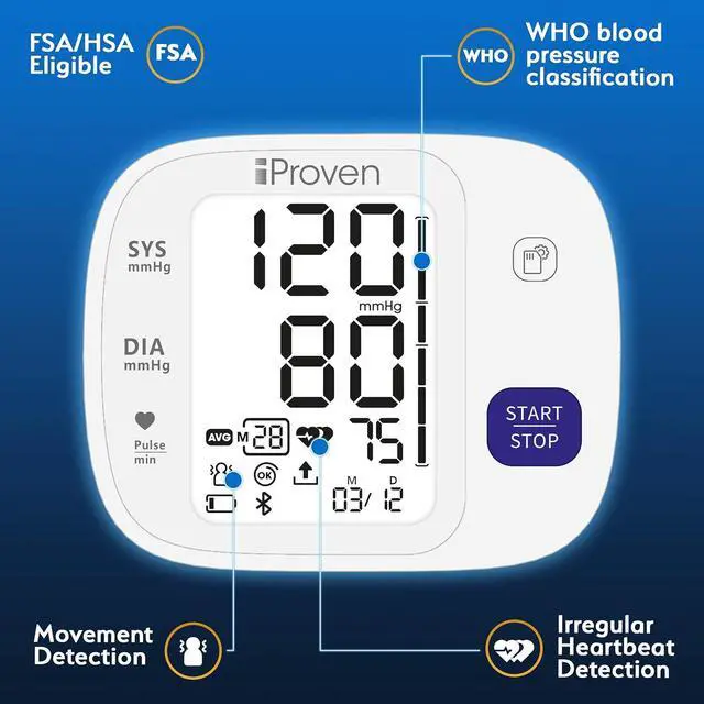 Alt view image 5 of 6 - Blood Pressure Monitor Bluetooth for Home Use - Upper Arm with App Integration, Easy-to-Use One-Touch Operation, and Large Backlit Display for Convenient Monitoring.