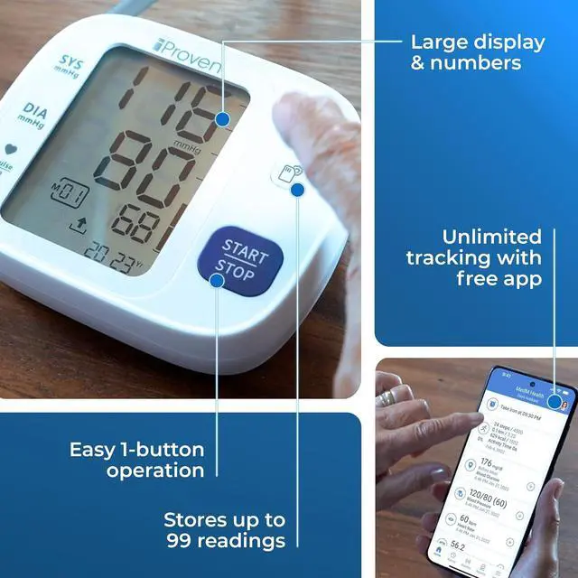 Alt view image 2 of 6 - Blood Pressure Monitor Bluetooth for Home Use - Upper Arm with App Integration, Easy-to-Use One-Touch Operation, and Large Backlit Display for Convenient Monitoring.