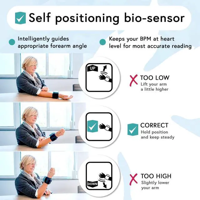 Alt view image 4 of 6 - Blood Pressure Monitor Wrist for Home Use, FSA HSA Eligible, Large Blood Pressure Wrist Cuff, Real-Time BP Reading with Wrist Guide Indicator, Movement Sensor & Backlight