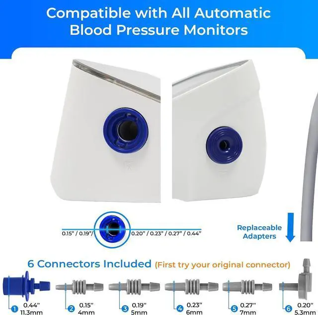 Alt view image 4 of 6 - Extra Large Cuff Compatible with All Automatic Blood Pressure Monitors, Curved Fit, 9"-20.5" Inches (22-52CM), XL Replacement Cuff for Big Arms with 6 Connectors