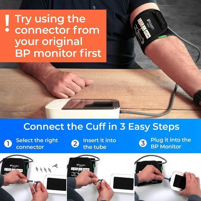 Alt view image 5 of 6 - Extra Large Cuff Compatible with All Automatic Blood Pressure Monitors, Curved Fit, 9"-20.5" Inches (22-52CM), XL Replacement Cuff for Big Arms with 6 Connectors